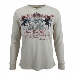 Polo Ralph Lauren Graphic Waffle Long Sleeve Tan Large Shirt